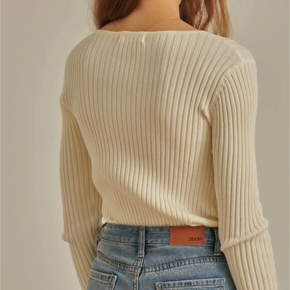 L*Space Ribbed Knit Cropped Top Raglan Sleeves Women's Size Medium - Picture 3 of 10